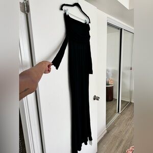 Commense Black Maxi Strapless Mesh Dress